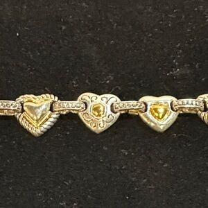 Cookie Lee Gold and Silver Heart Bracelet